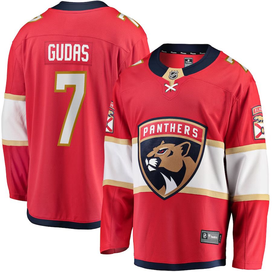 Men Florida Panthers #7 Radko Gudas Fanatics Branded Red Home Breakaway NHL Jersey